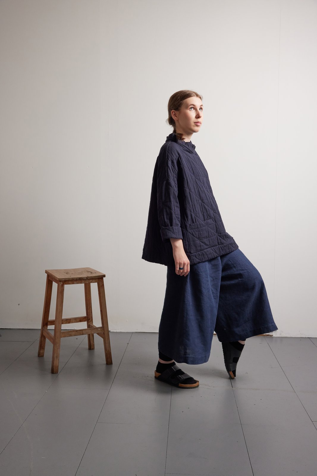 Linen Ruched Waist Wide Leg Trousers Boniface